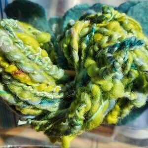 New Art Yarn handmade on spinning wheel, 1.75 oz. super fine wool.